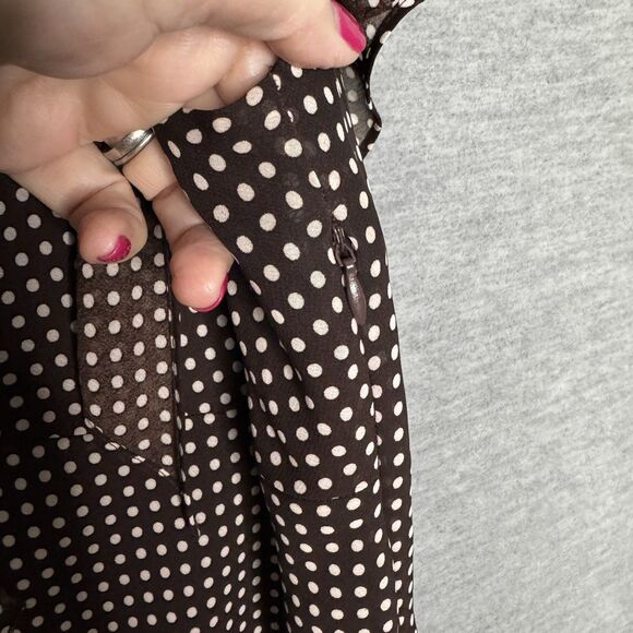 VTG J.B.S. LTD Brown Polka Dot Dress V-neck Butterfly Sleeves Size XL 16 - Picture 6 of 6